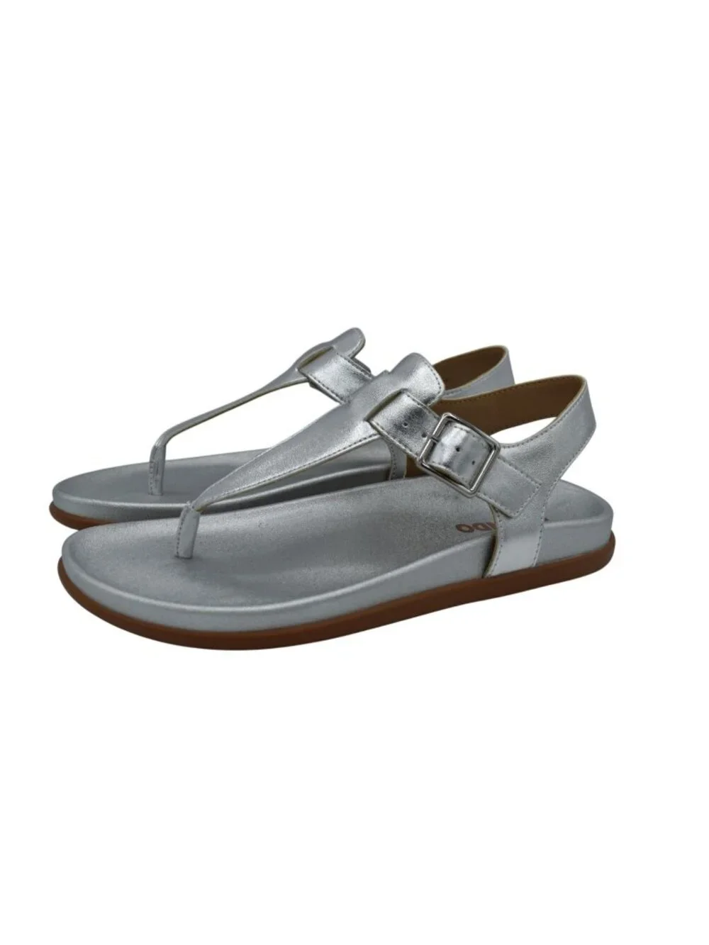 Blondo Womens Size 9 Niomi Ankle Strap Metallic Silver‎ Leather Sandals Shoes